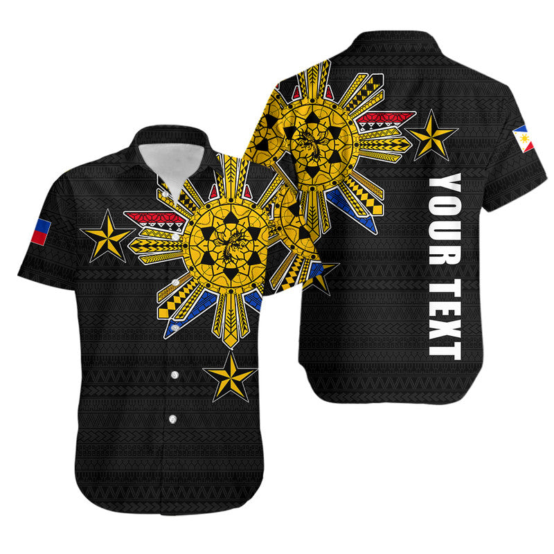 Custom Personalised Filipino Hawaiian Shirt Tribal Black Style