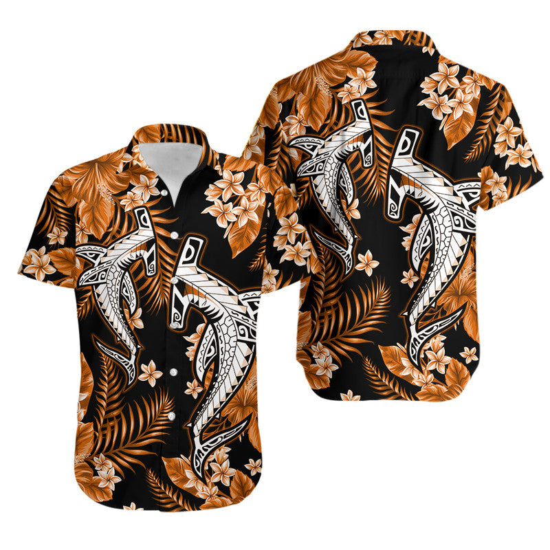 Hawaii Summer Colorful Shark Hawaiian Shirt Orange