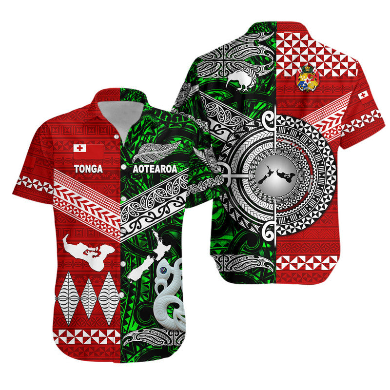 Matching Outfits For Couples New Zealand And Tonga Combo Dress And Shirt Together Green