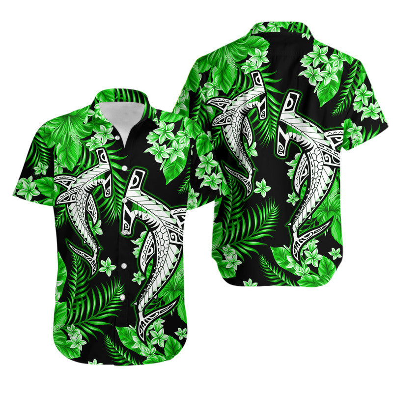 Hawaii Summer Colorful Shark Hawaiian Shirt Green