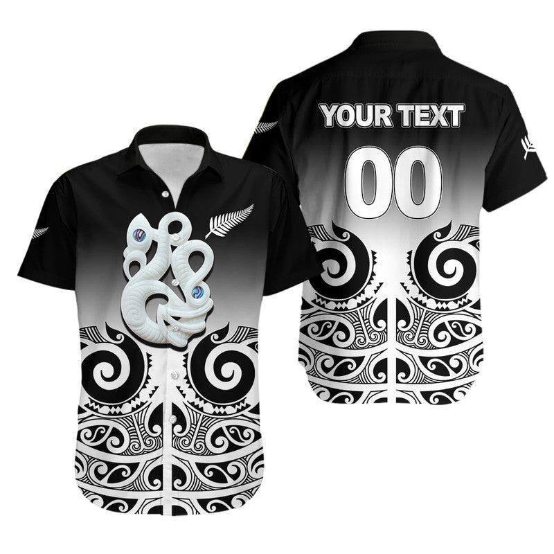 Custom Personalised New Zealand Rugby Hawaiian Shirt - Maori Manaia Black style