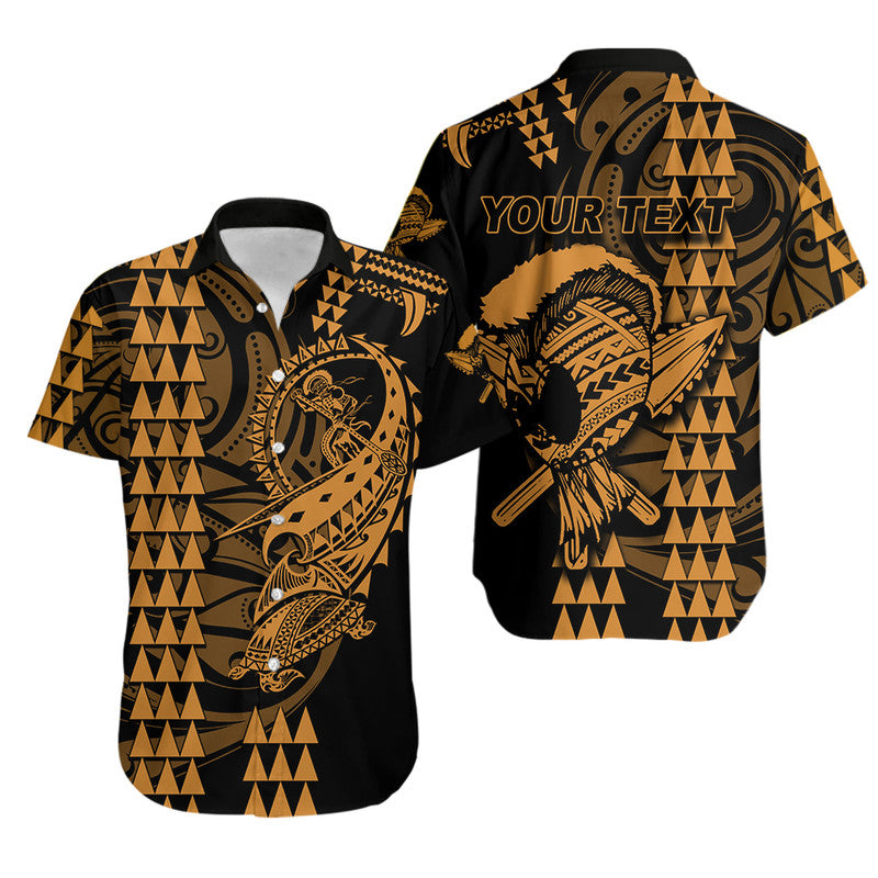 Custom Personalised Hawaii Polynesian Warrior Kakau Hawaiian Shirt - Gold