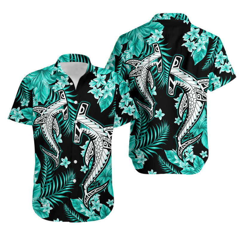 Hawaii Summer Colorful Shark Hawaiian Shirt Turquesa
