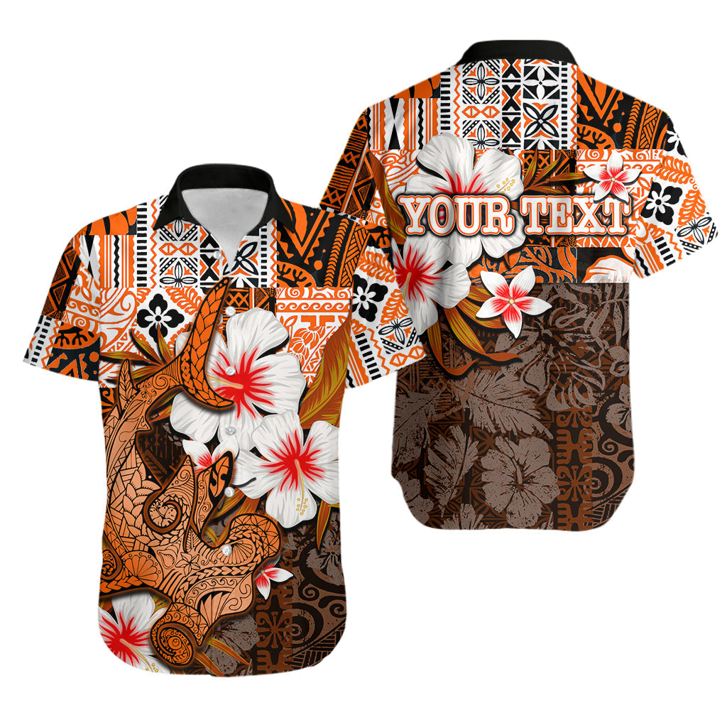 Custom Personalised Hammerhead shark Hawaiian Shirt Hawaii Style Orange