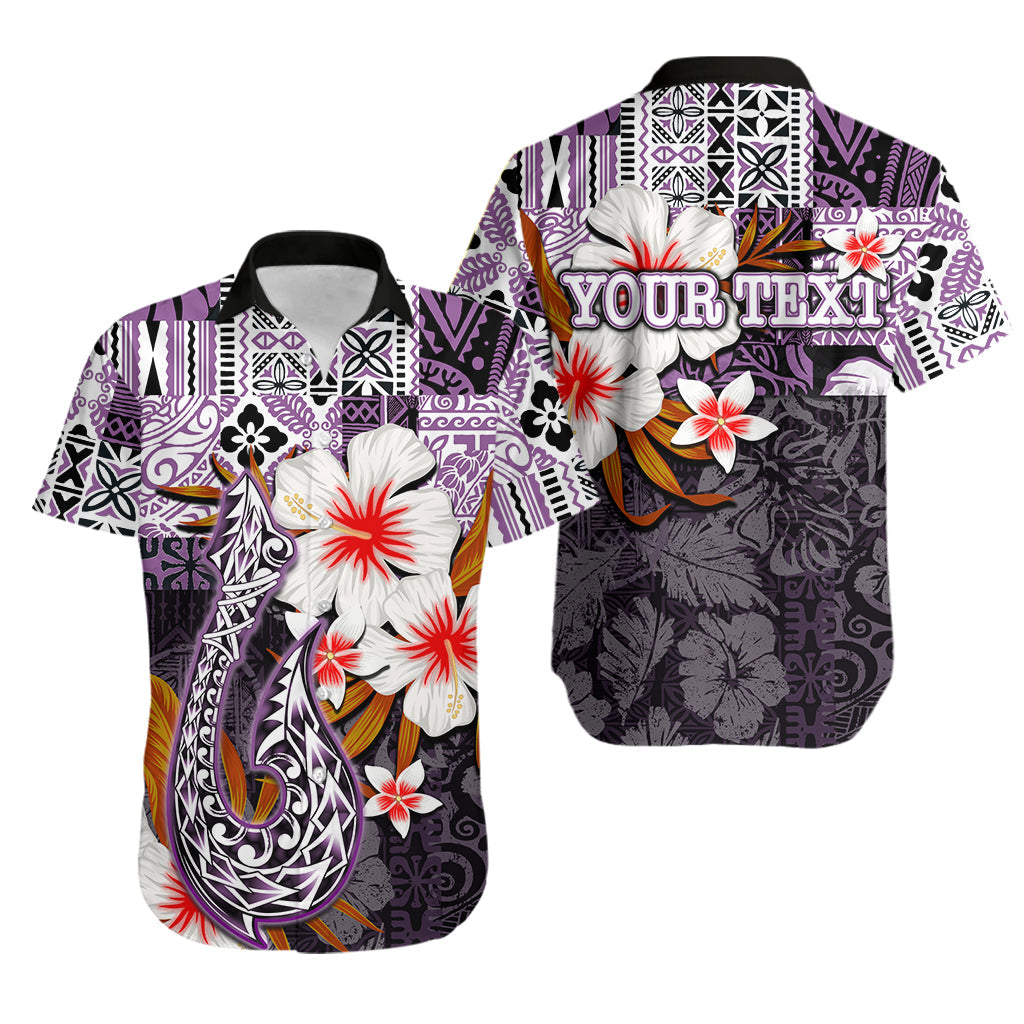 Custom Personalised Hawaii Fish Hook Hawaiian Shirt Purple Style