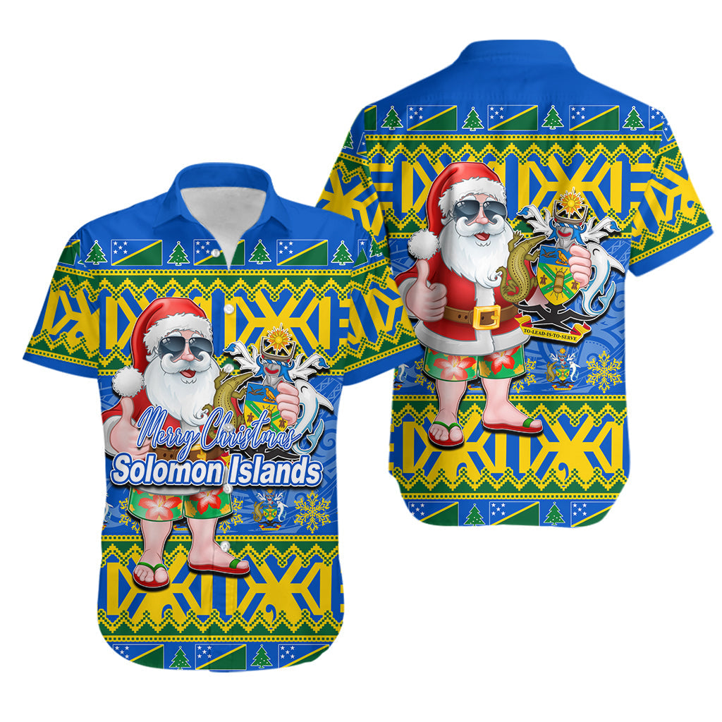 Solomon Islands Christmas Hawaiian Shirt Cool Santa Claus