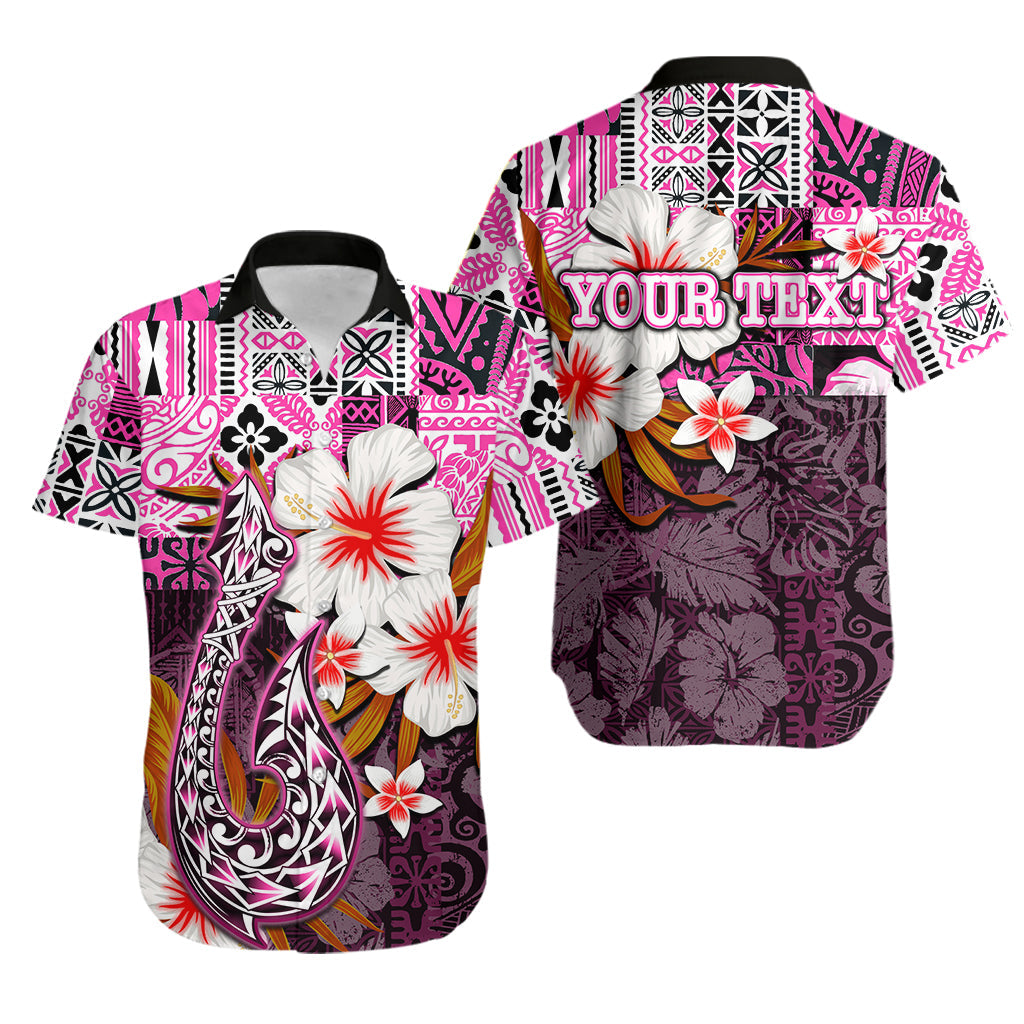 Custom Personalised Hawaii Fish Hook Hawaiian Shirt Pink Style