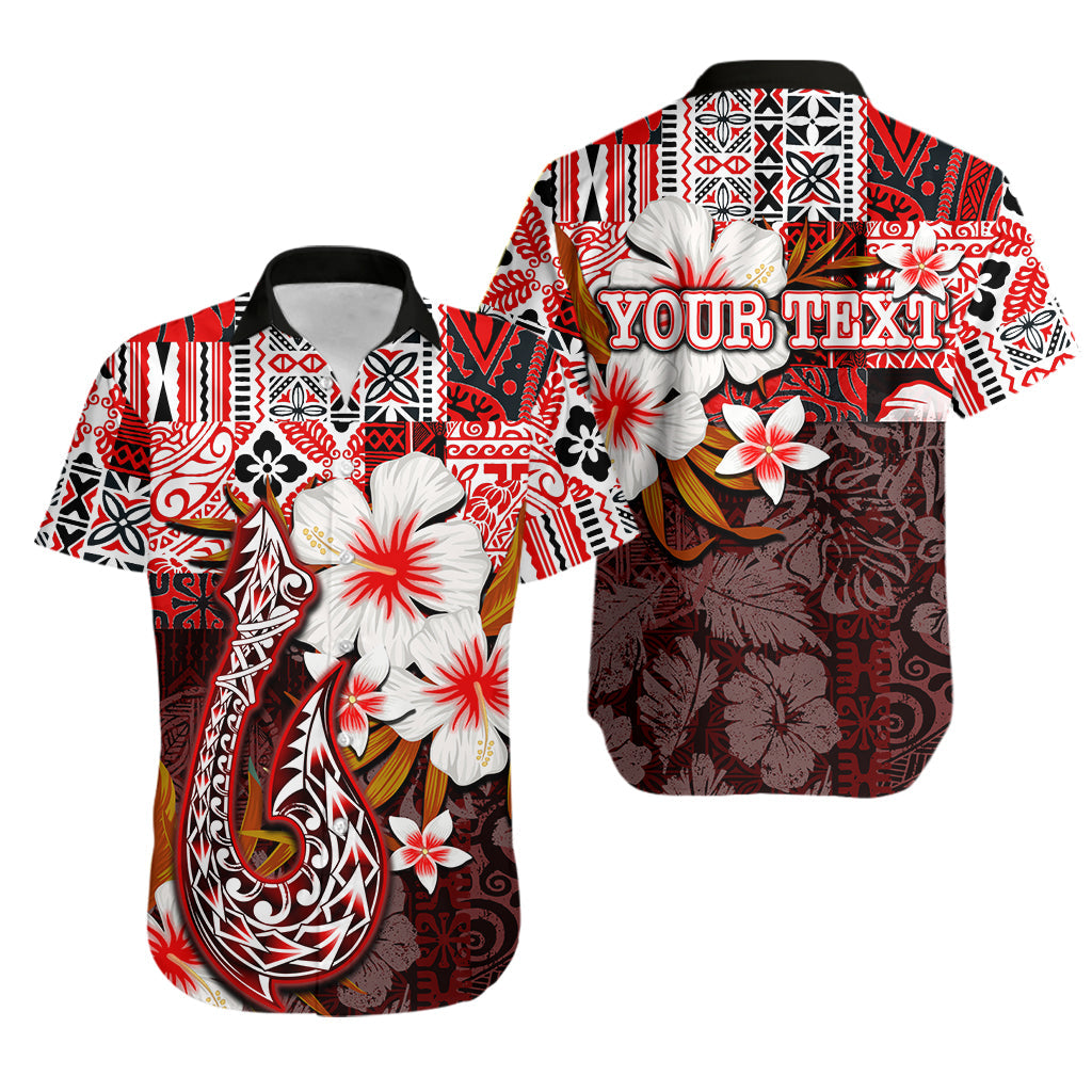 Custom Personalised Hawaii Fish Hook Hawaiian Shirt Red Style