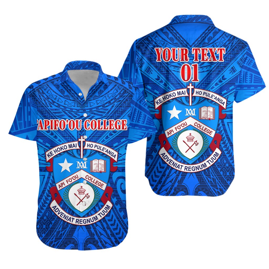 Custom Personalised Kolisi ‘Apifo’ou College Hawaiian Shirt Tonga - Full Blue, Custom Text and Number