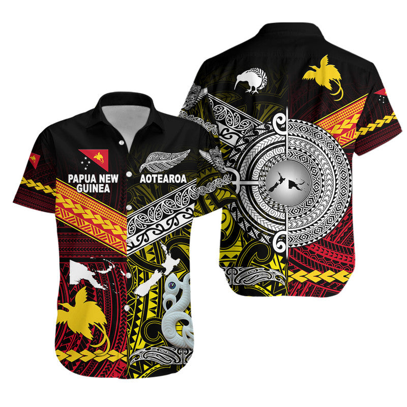 New Zealand And Papua New Guinea Hawaiian Shirt Together - Yellow