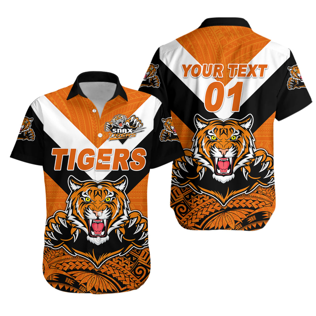 Custom Personalised Papua New Guinea Lae Snax Tigers Hawaiian Shirt Rugby Simple Style - Black, Custom Text And Number