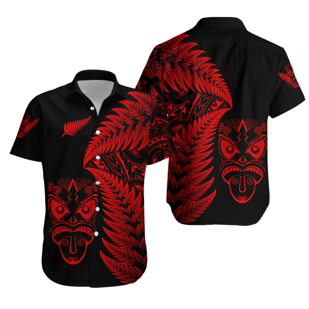 New Zealand Haka Rugby Maori Hawaiian Shirt Silver Fern Vibes - Red