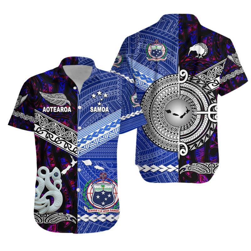 Samoa And New Zealand Hawaiian Shirt Together - Purple