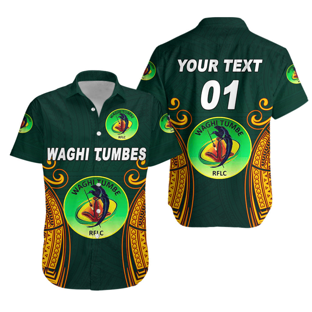 Custom Personalised Papua New Guinea Waghi Tumbes Hawaiian Shirt Rugby - Green, Custom Text And Number