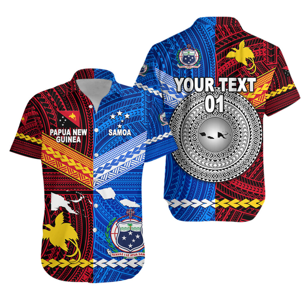 Custom Personalised Papua New Guinea And Samoa Together Hawaiian Shirt, Custom Text And Number