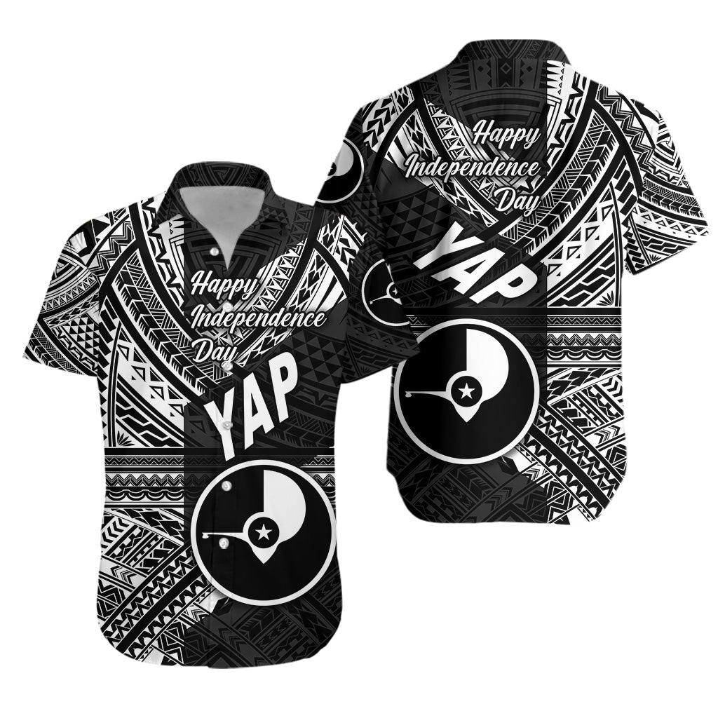 FSM Yap Hawaiian Shirt Happy Independence Day Original Vibes - Black