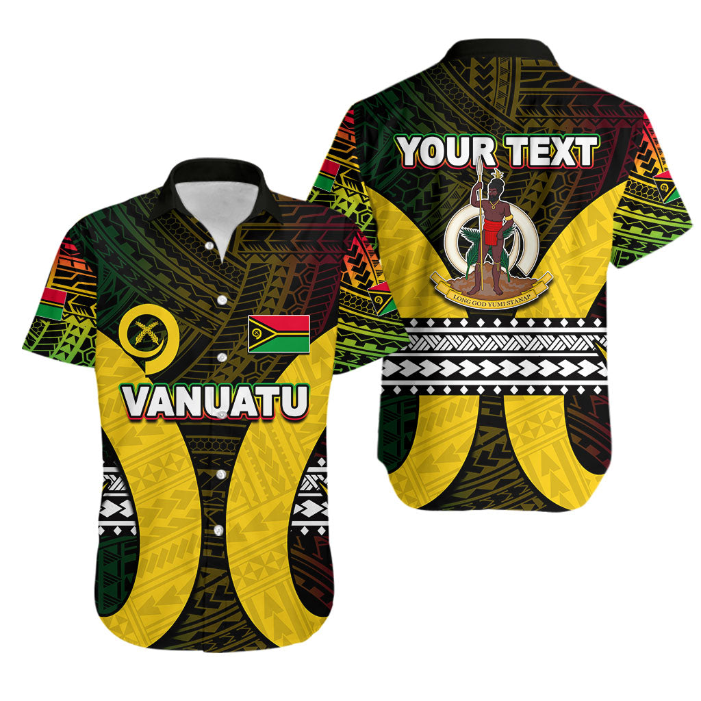 Custom Personalised Vanuatu Hawaiian Shirt Polynesian Patterns Mix Pig Tusk