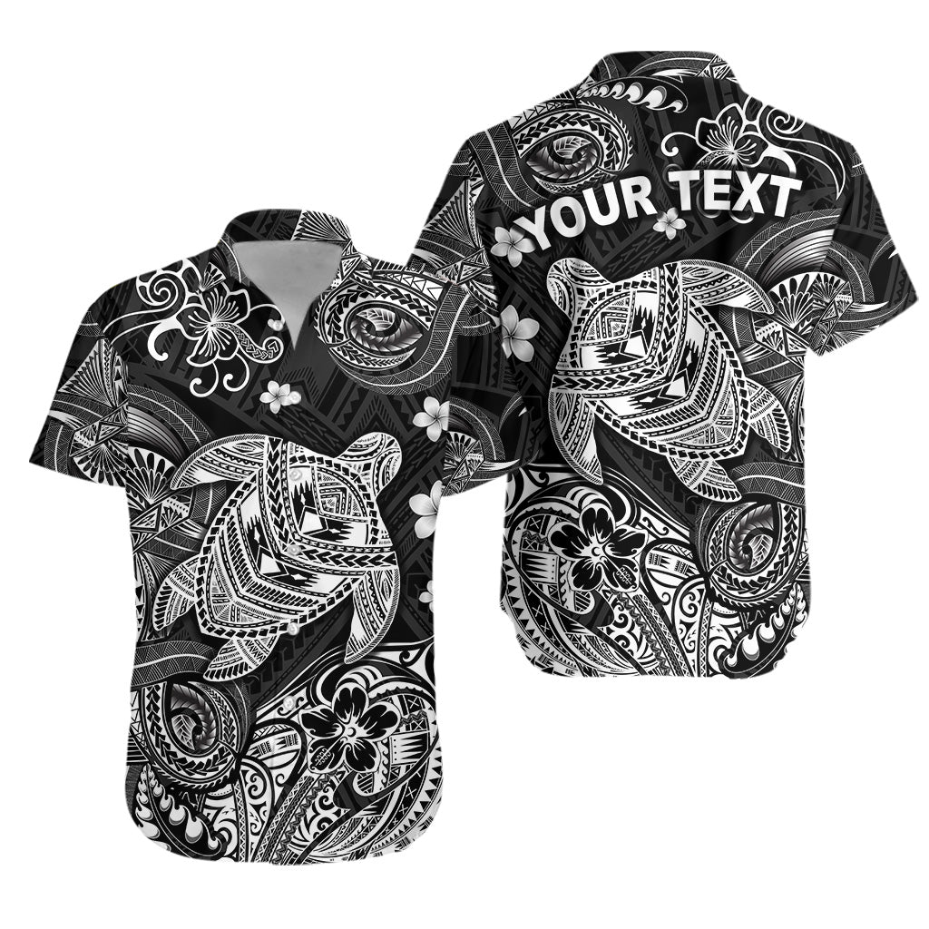 Custom Personalised Hawaii Turtle Polynesian Hawaiian Shirt Plumeria Flower Unique Style - Black
