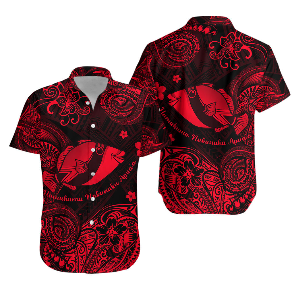 Hawaii State Fish: Humuhumu Nukunuku Apua'a Polynesian Hawaiian Shirt Unique Style - Red