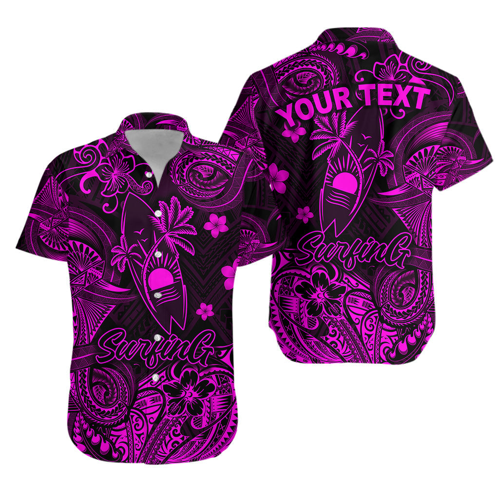 Custom Personalised Hawaii Surfing Polynesian Hawaiian Shirt Unique Style - Pink