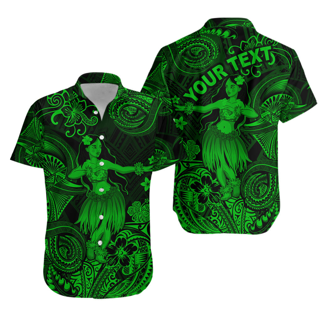 Custom Personalised Hawaii Hula Girl Polynesian Hawaiian Shirt Unique Style - Green