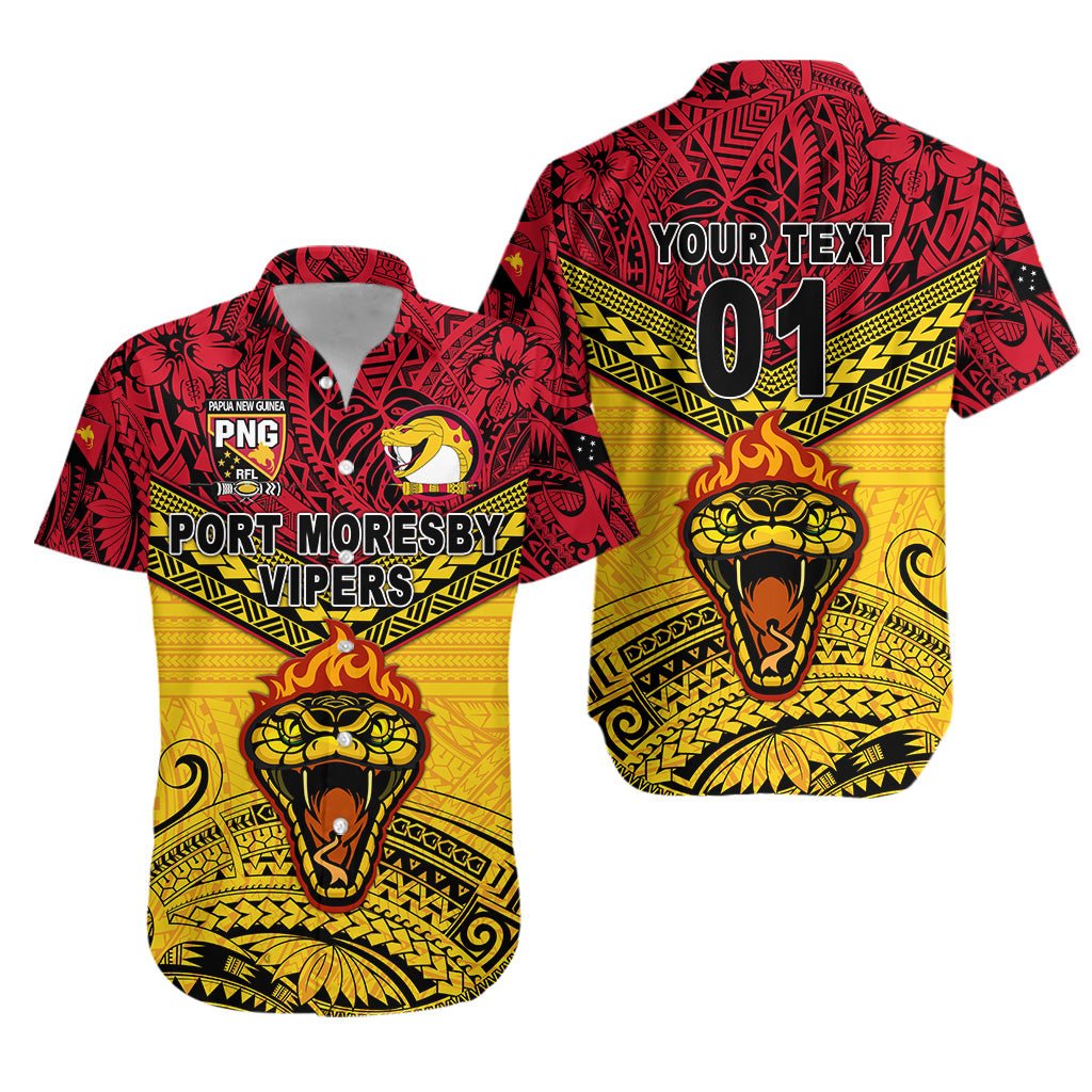 Custom Personalised Papua New Guinea Port Moresby Vipers Hawaiian Shirt Rugby Original Style - Red, Custom Text And Number
