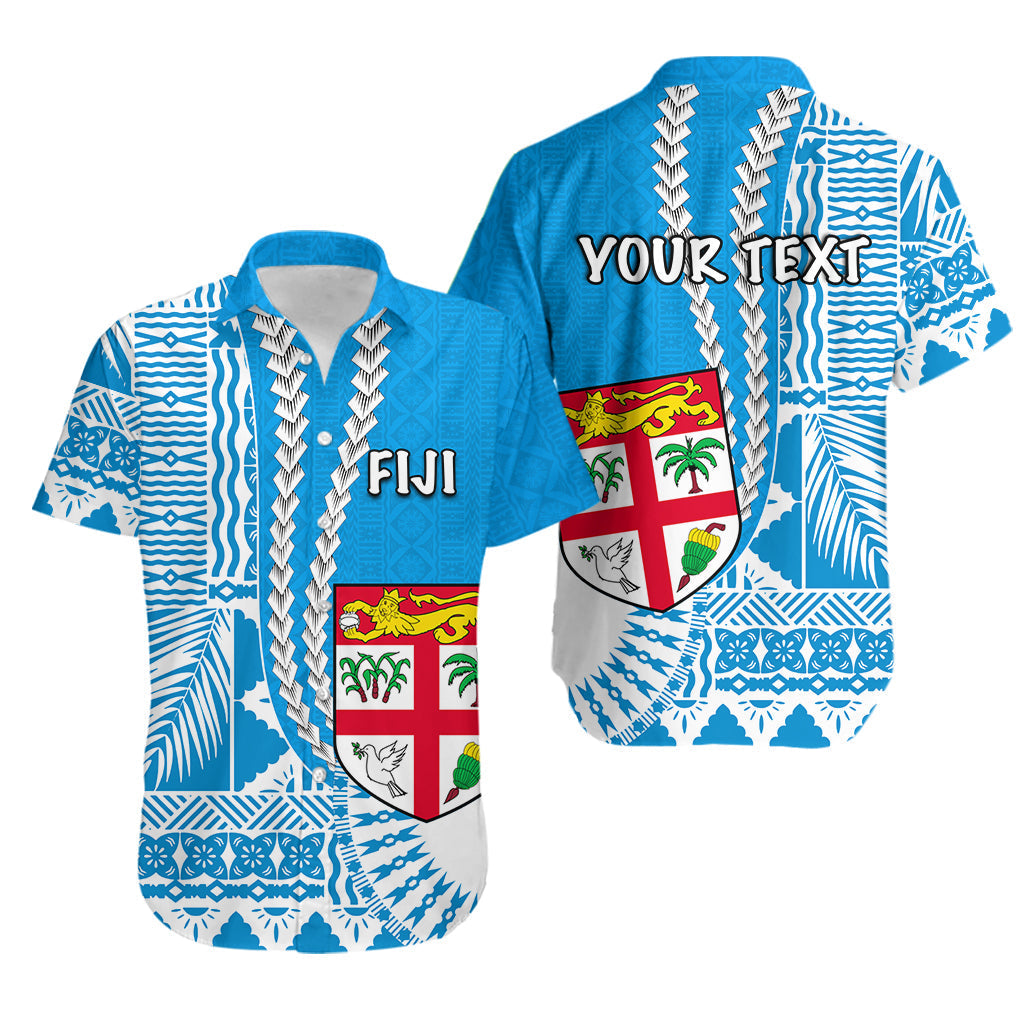 Custom Personalised Fiji Hawaiian Shirt Masi Tapa Patterns Blue Style