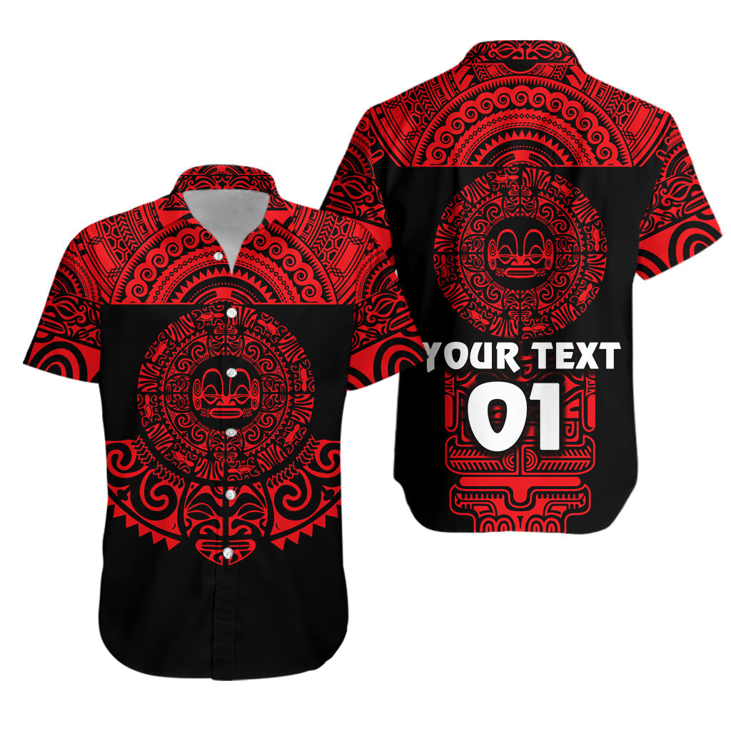 Custom Personalised Marquesas Islands Hawaiian Shirt Marquesan Tattoo Simplified Version - Red