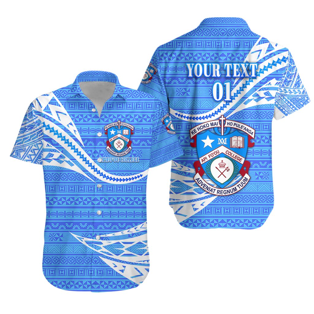 Custom Personalised ‘Apifo’ou College Hawaiian Shirt Tonga Unique Version - Blue, Custom Text and Number