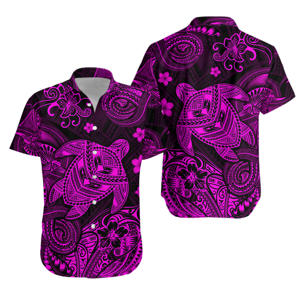 Hawaii Turtle Polynesian Hawaiian Shirt Plumeria Flower Unique Style - Pink