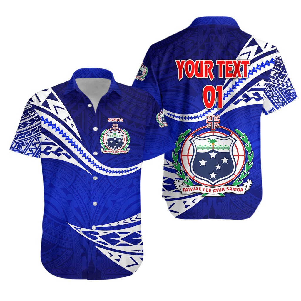 Custom Personalised Manu Samoa Rugby Hawaiian Shirt Unique Version - Blue, Custom Text And Number