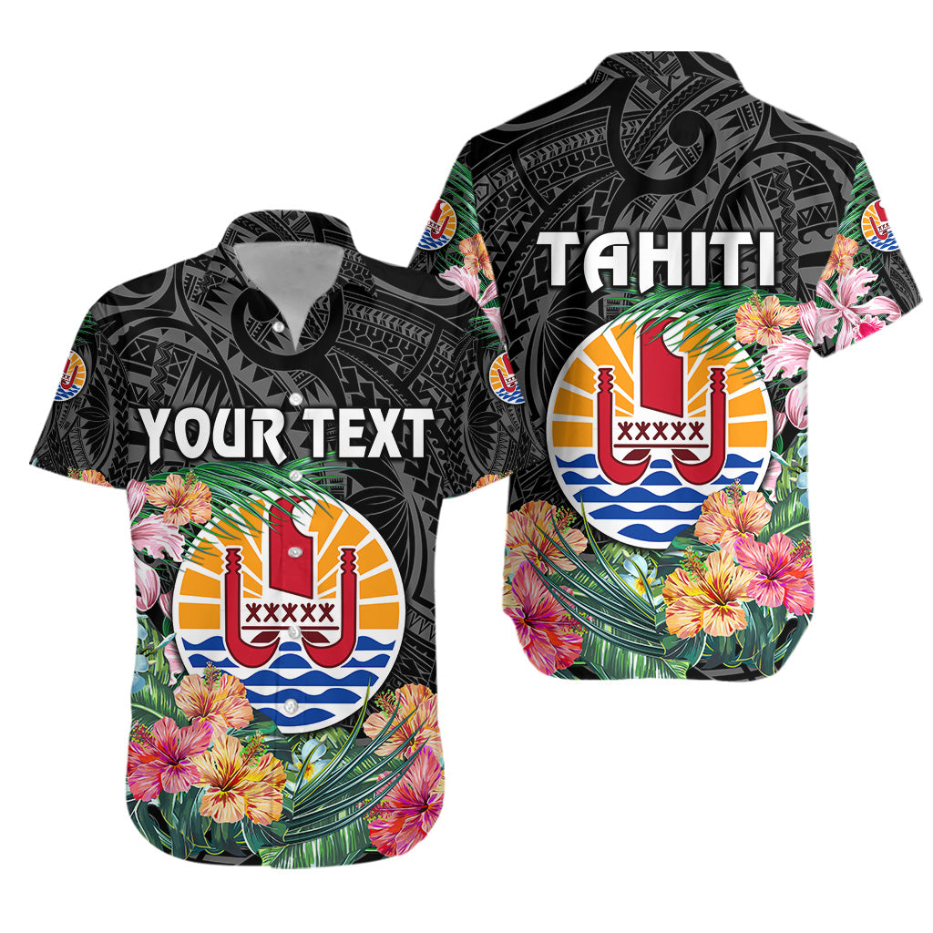 Custom Personalised Tahiti Hawaiian Shirt French Polynesia Simple Vibes - Black
