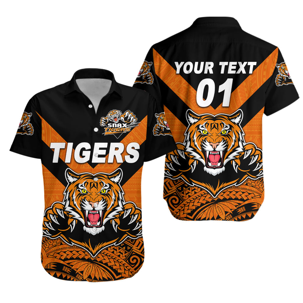 Custom Personalised Papua New Guinea Lae Snax Tigers Hawaiian Shirt Rugby Original Style - Orange, Custom Text And Number