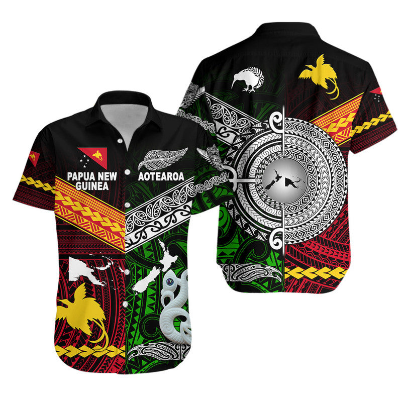 New Zealand And Papua New Guinea Hawaiian Shirt Together - Green