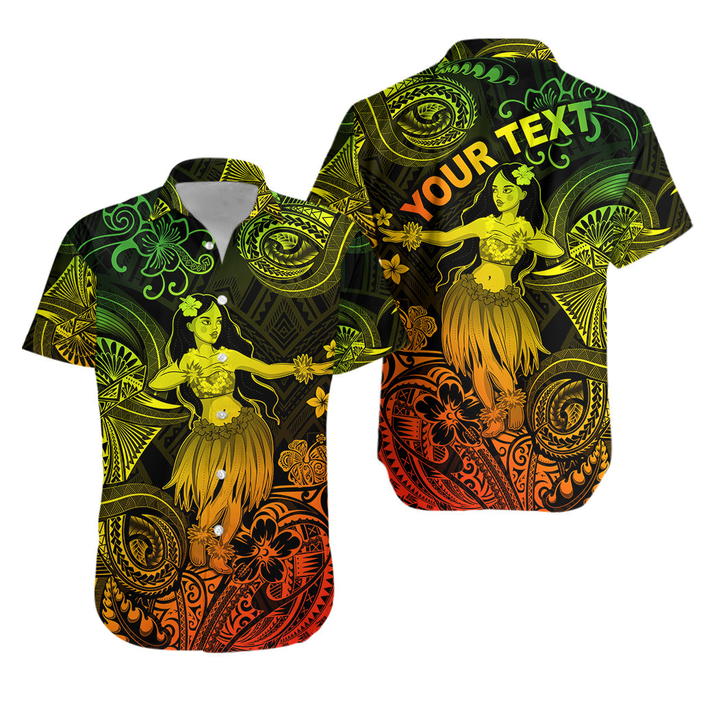 Custom Personalised Hawaii Hula Girl Polynesian Hawaiian Shirt Unique Style - Reggae