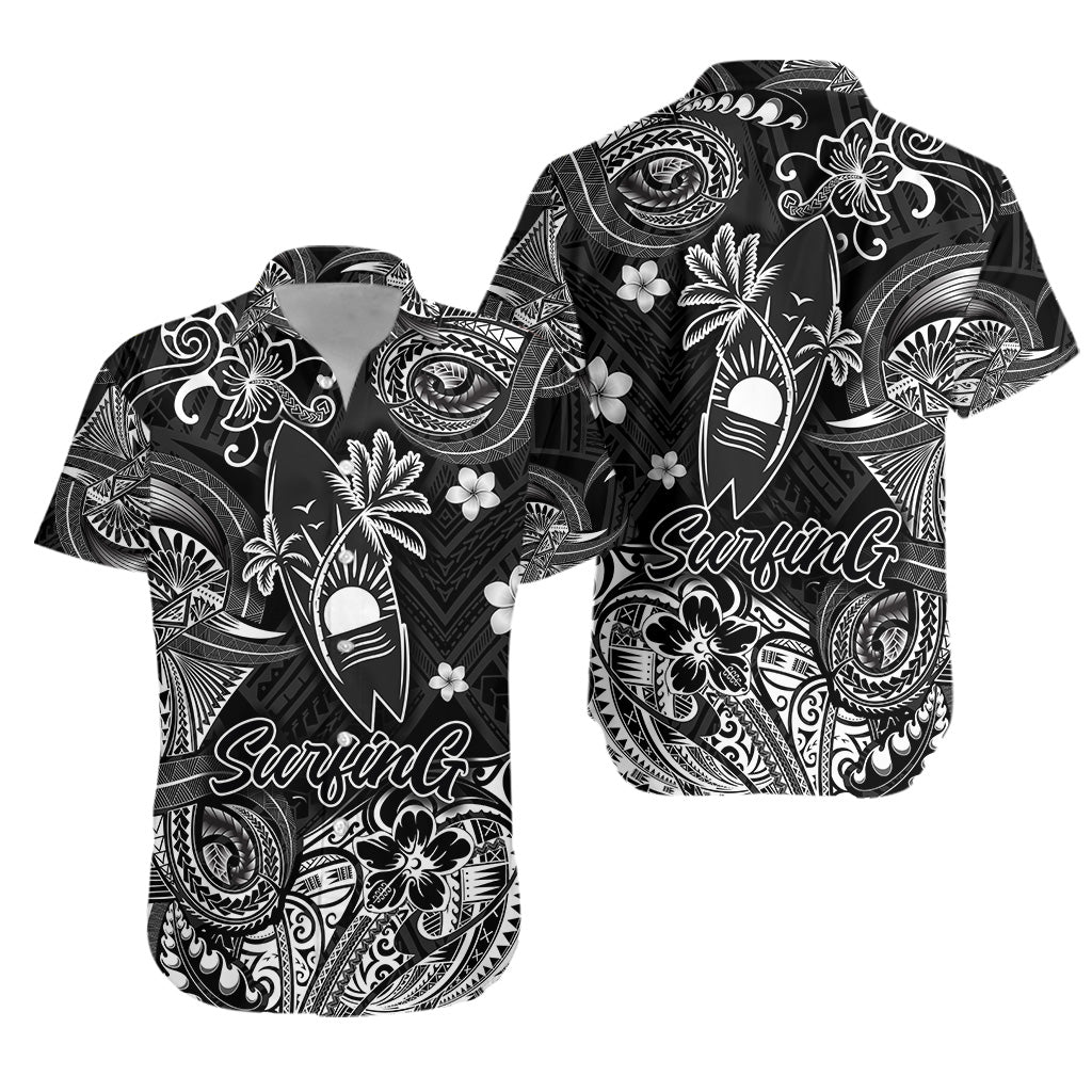 Hawaii Surfing Polynesian Hawaiian Shirt Unique Style - Black