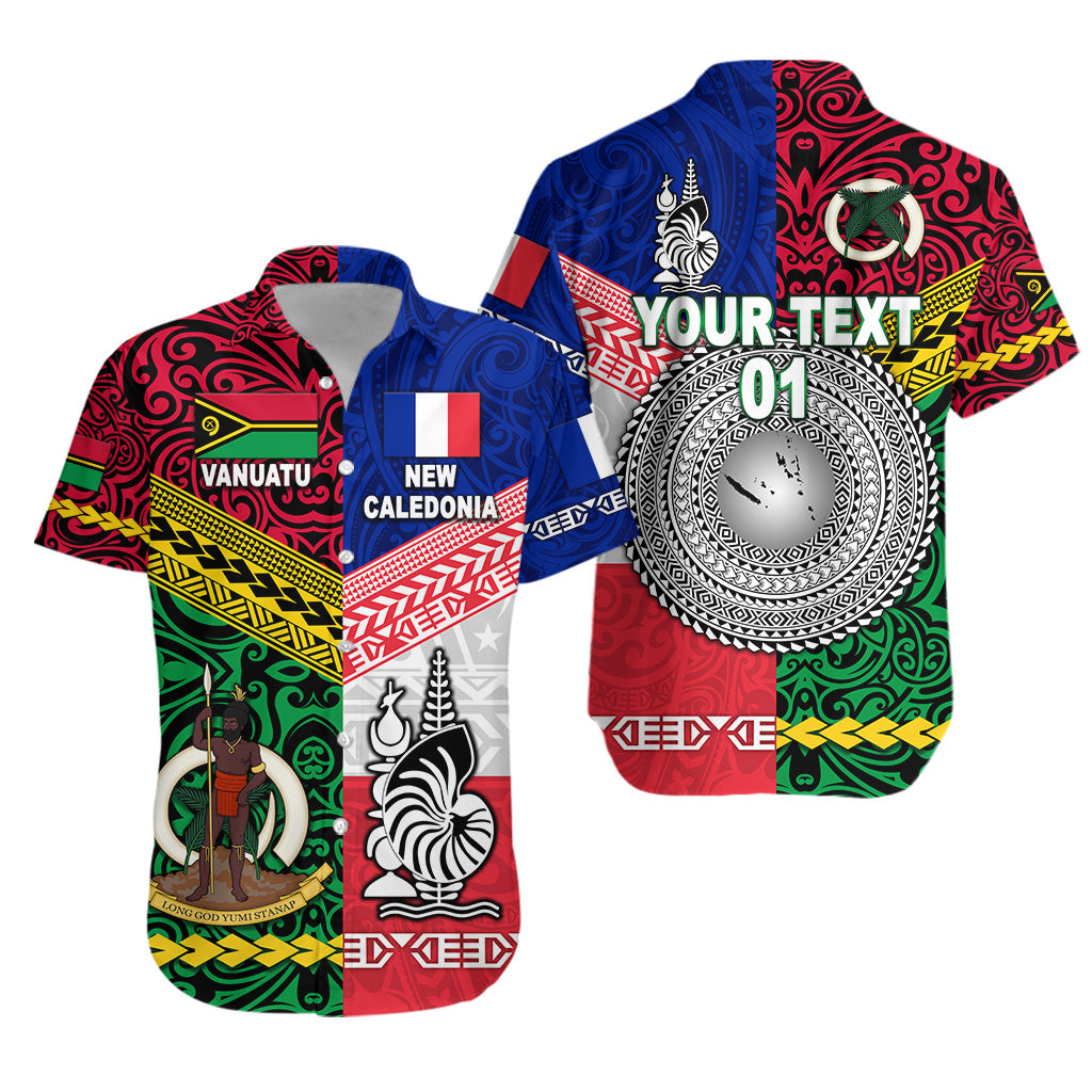 Custom Personalised Vanuatu And New Caledonia Flag Style Hawaiian Shirt Together