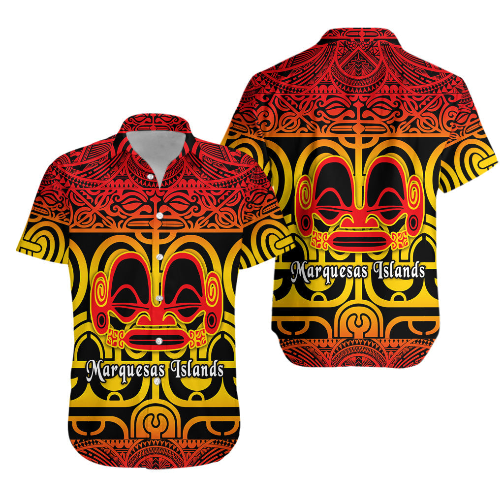 Marquesas Islands Hawaiian Shirt Marquesan Tattoo Simple Style - Gradient Red