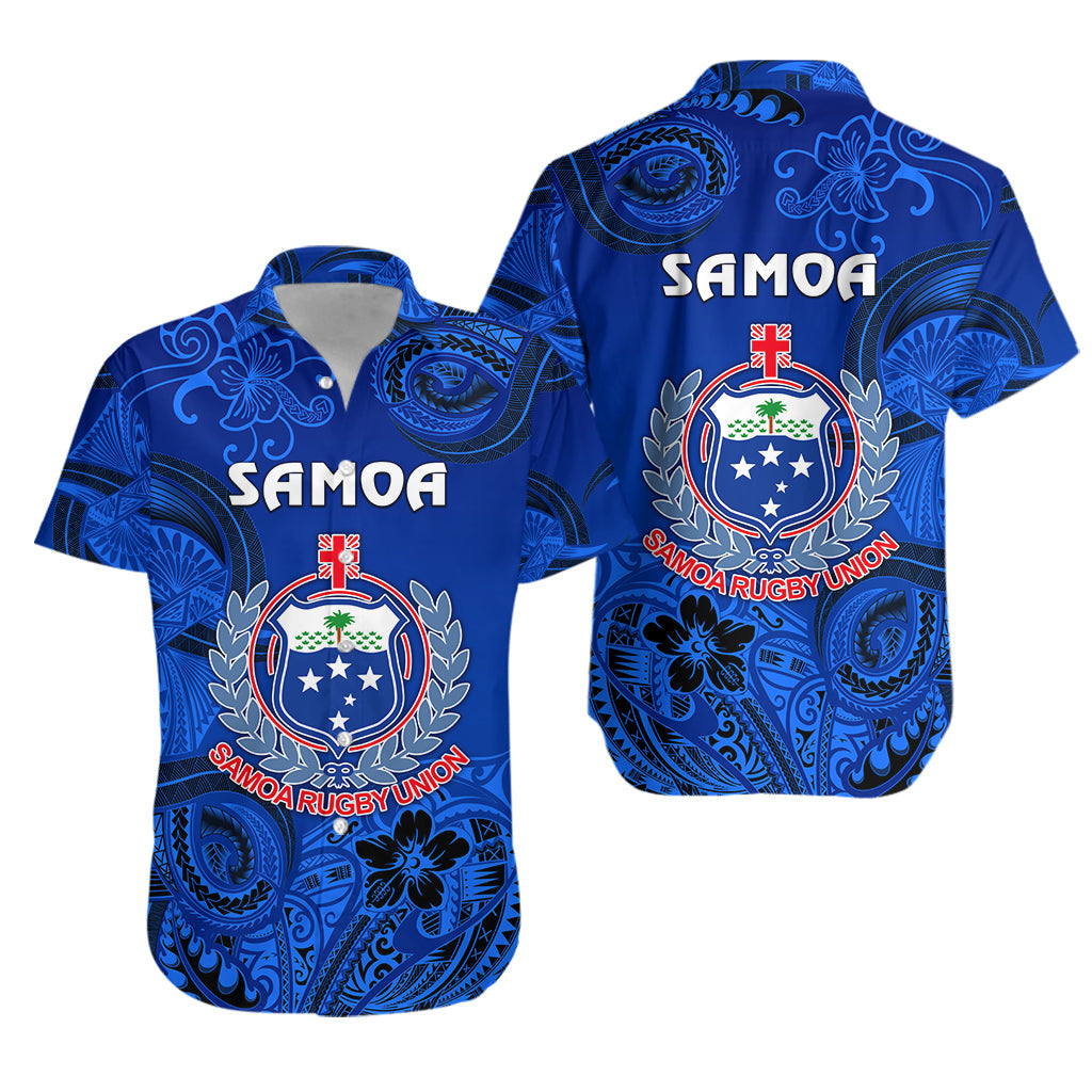 Samoa Manu Hawaiian Shirt Rugby Unique Style - Full Blue
