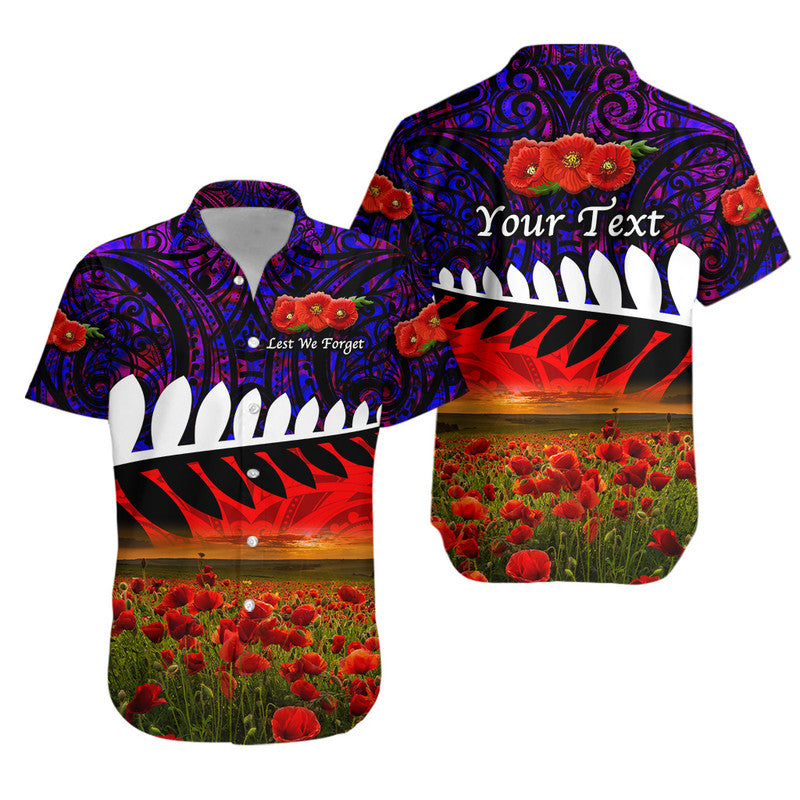 Custom Personalised New Zealand Maori ANZAC Hawaiian Shirt Poppy Vibes - Purple