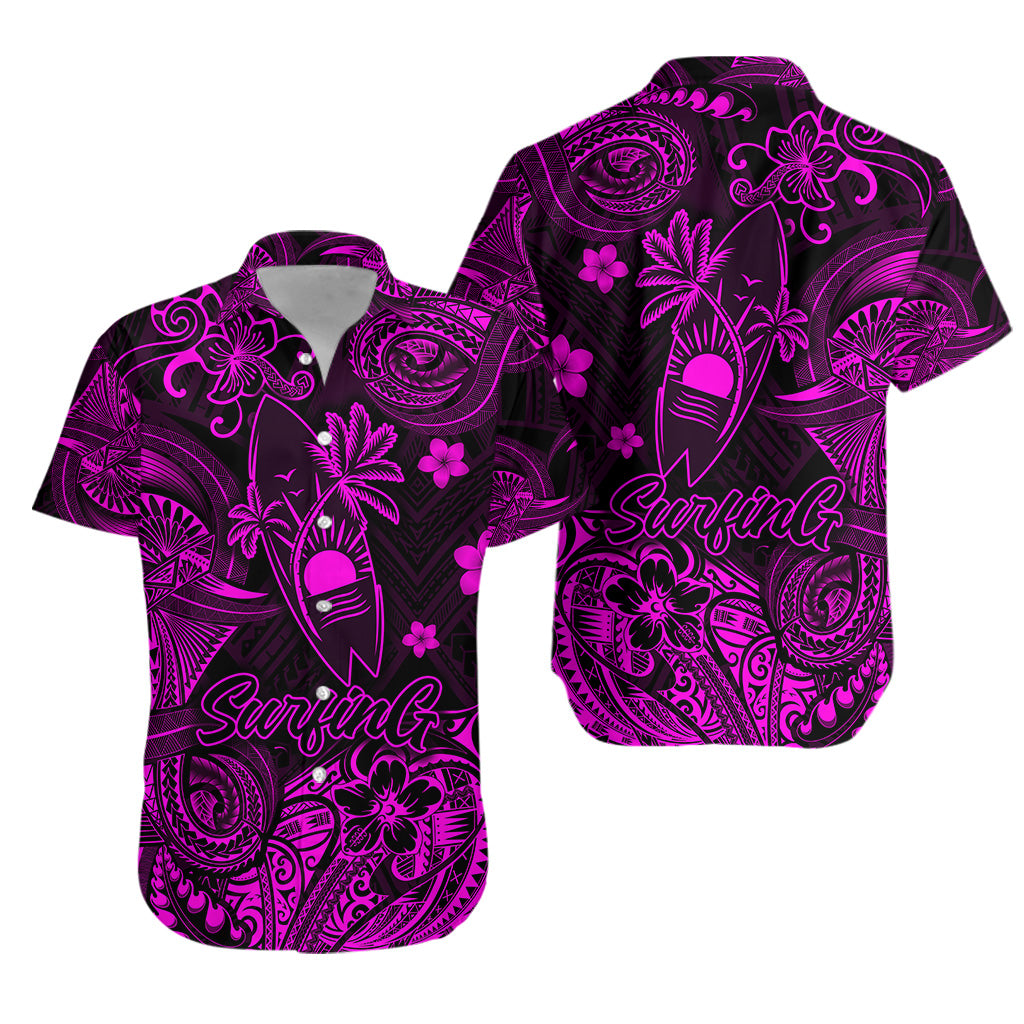 Hawaii Surfing Polynesian Hawaiian Shirt Unique Style - Pink