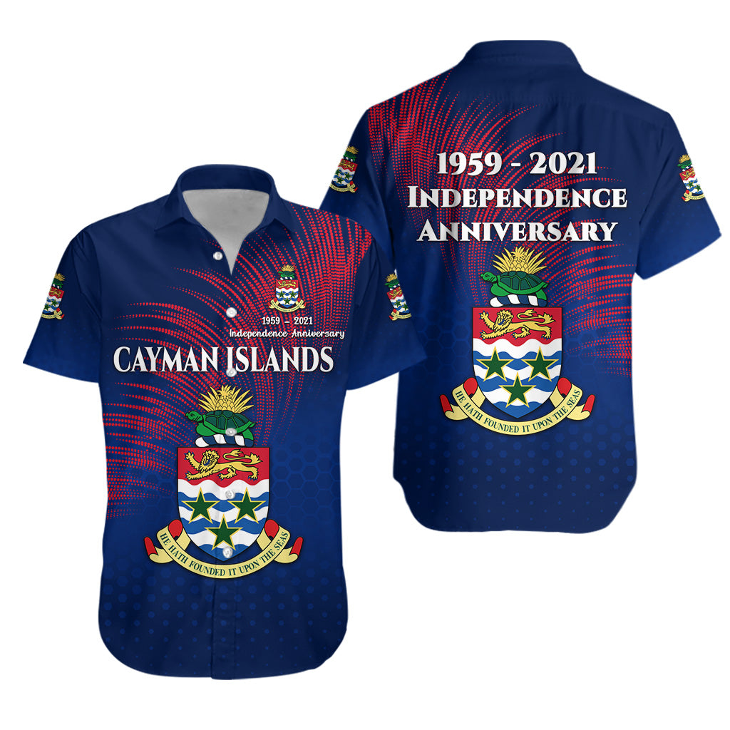 Cayman Islands Hawaiian Shirt Coat Of Arms Independence Anniversary Simple Style - Blue