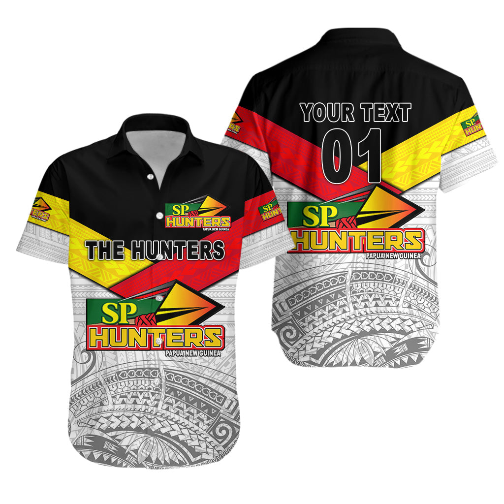 Custom Personalised Papua New Guinea SP Hunters Hawaiian Shirt Rugby Original Style - White, Custom Text And Number