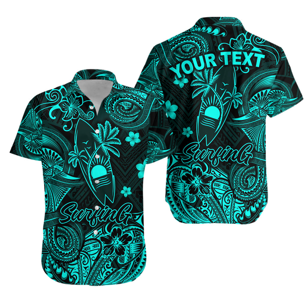 Custom Personalised Hawaii Surfing Polynesian Hawaiian Shirt Unique Style - Turquoise