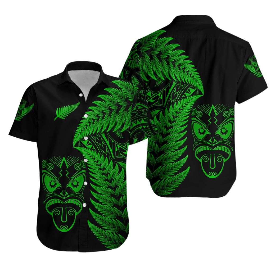 New Zealand Haka Rugby Maori Hawaiian Shirt Silver Fern Vibes - Green