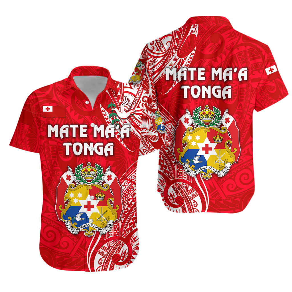 Tonga Coat Of Arms Hawaiian Shirt Simple Vibes - Bright Red