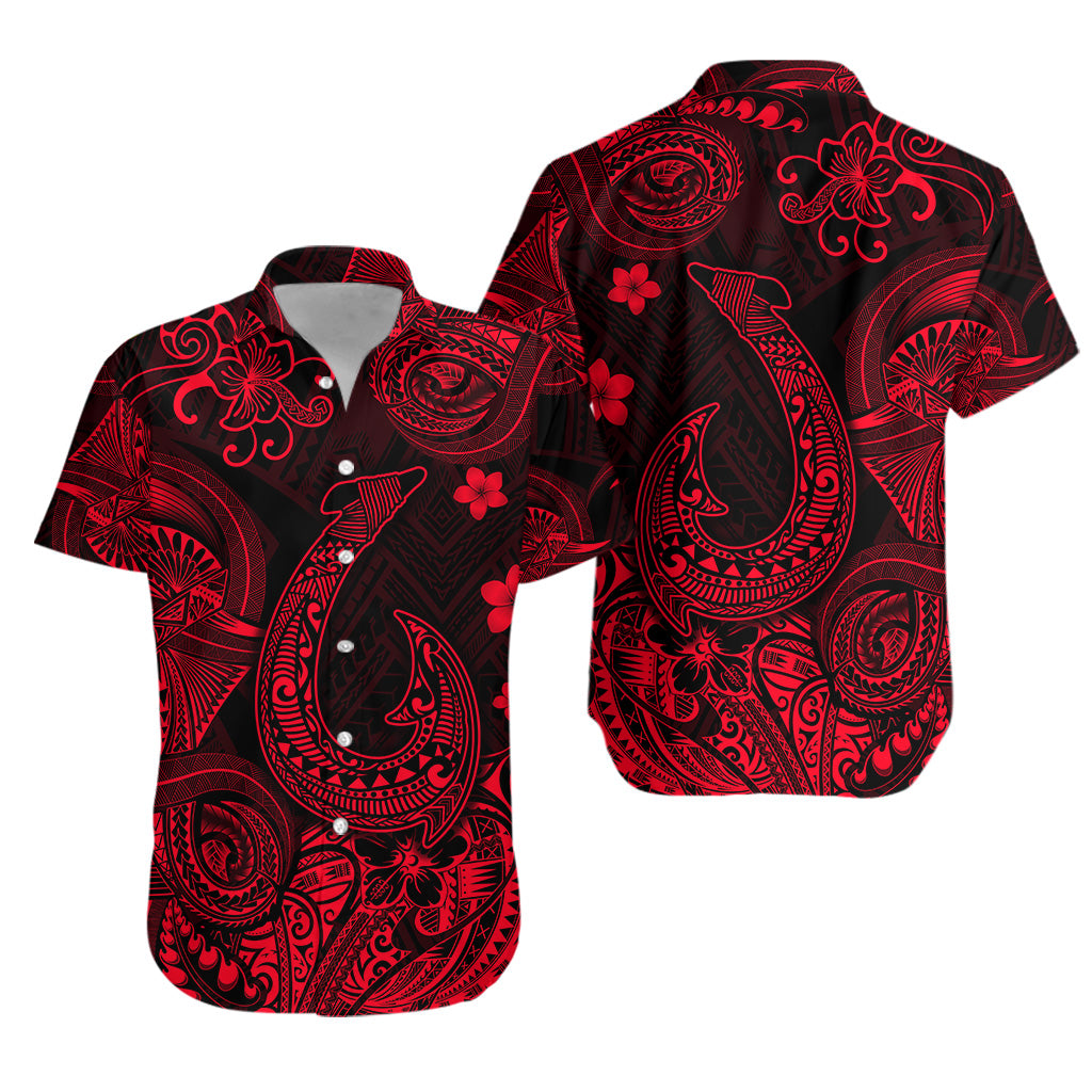 Hawaii Fish Hook Polynesian Hawaiian Shirt Unique Style - Red