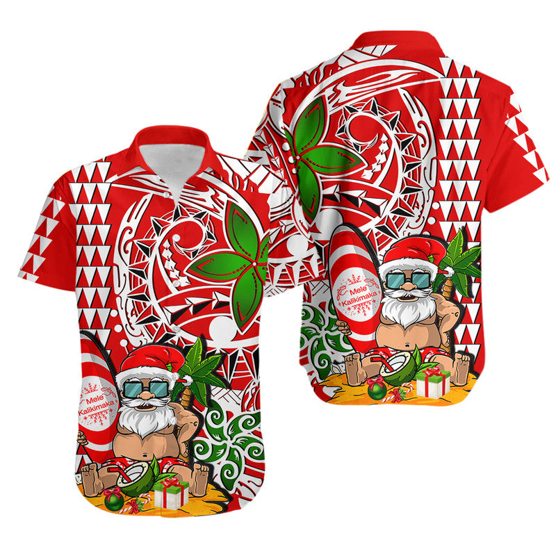 Hawaii Mele Kalikimaka Santa Claus Beach Hawaiian Shirt