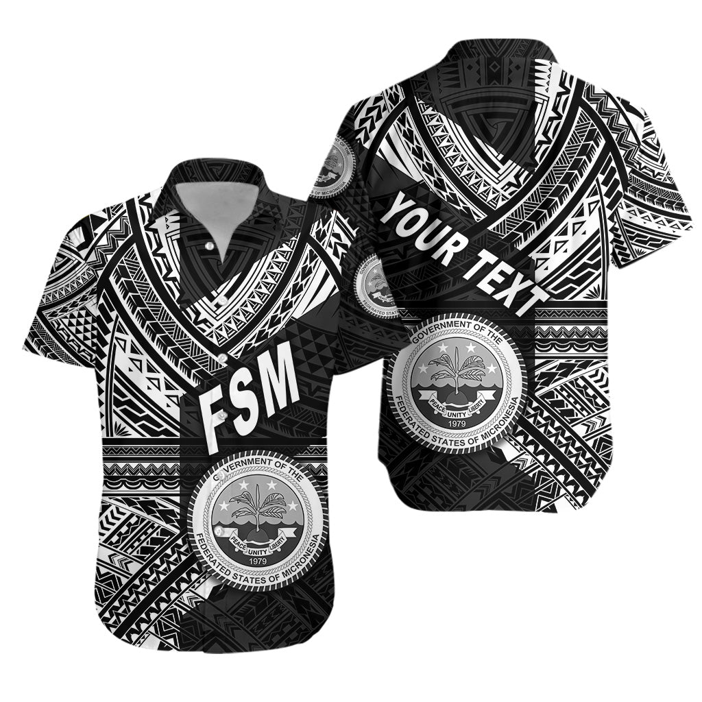 Custom Personalised Federated States of Micronesia Hawaiian Shirt FSM Original Style - Black