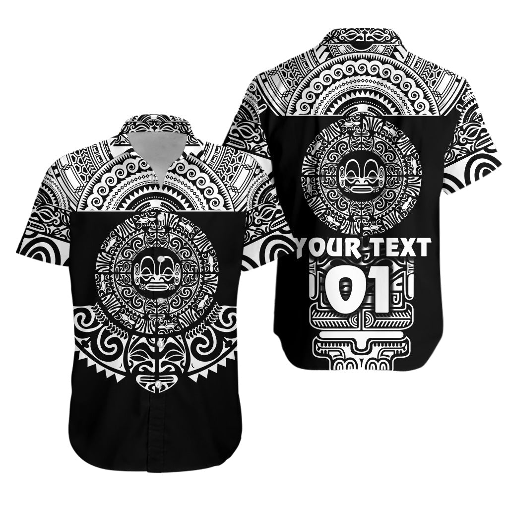 Custom Personalised Marquesas Islands Hawaiian Shirt Marquesan Tattoo Simplified Version - Black